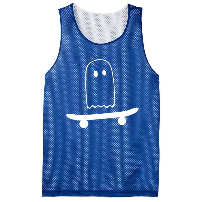 Ghost Skateboard Lazy Funny Skateboarding Halloween Costume Funny Gift Mesh Reversible Basketball Jersey Tank