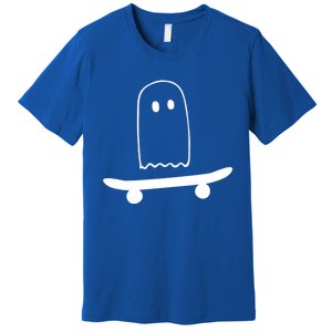 Ghost Skateboard Lazy Funny Skateboarding Halloween Costume Funny Gift Premium T-Shirt