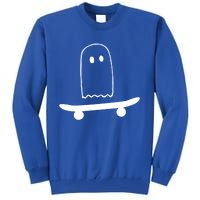 Ghost Skateboard Lazy Funny Skateboarding Halloween Costume Funny Gift Tall Sweatshirt