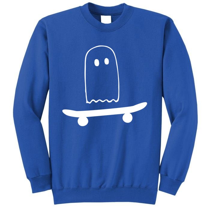 Ghost Skateboard Lazy Funny Skateboarding Halloween Costume Funny Gift Tall Sweatshirt