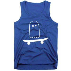 Ghost Skateboard Lazy Funny Skateboarding Halloween Costume Funny Gift Tank Top