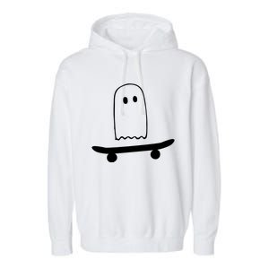 Ghost Skateboard Lazy Funny Skateboarding Halloween Costume Funny Gift Garment-Dyed Fleece Hoodie