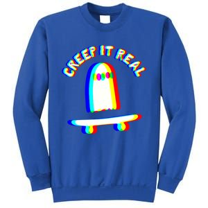 Ghost Skateboard Lazy Halloween Creep It Real Ghost Funny Gift Sweatshirt