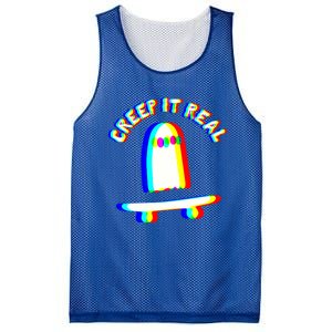 Ghost Skateboard Lazy Halloween Creep It Real Ghost Funny Gift Mesh Reversible Basketball Jersey Tank