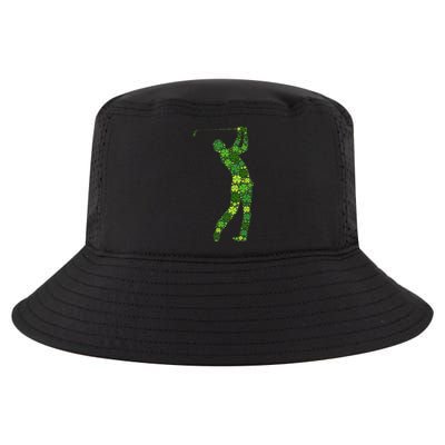 Golf Swing Lucky Green Shamrock Clover St Patricks Day Cool Comfort Performance Bucket Hat