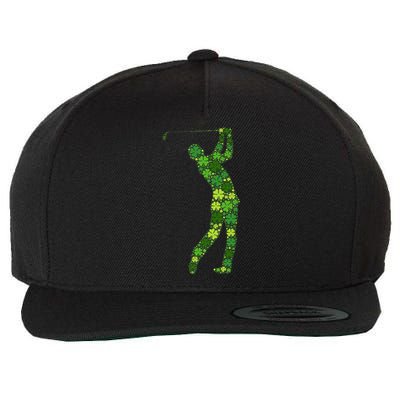 Golf Swing Lucky Green Shamrock Clover St Patricks Day Wool Snapback Cap