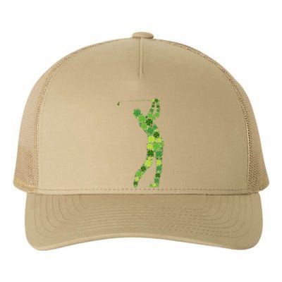 Golf Swing Lucky Green Shamrock Clover St Patricks Day Yupoong Adult 5-Panel Trucker Hat