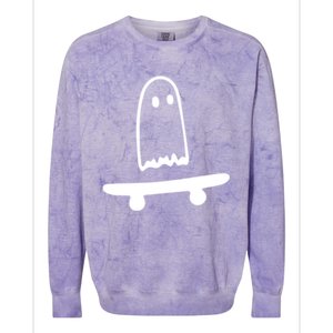 Ghost Skateboard Lazy Halloween Costume Funny Skateboarding Cute Gift Colorblast Crewneck Sweatshirt