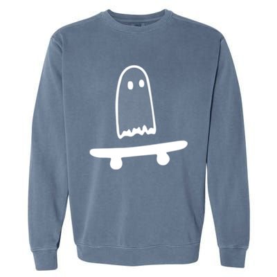 Ghost Skateboard Lazy Halloween Costume Funny Skateboarding Cute Gift Garment-Dyed Sweatshirt