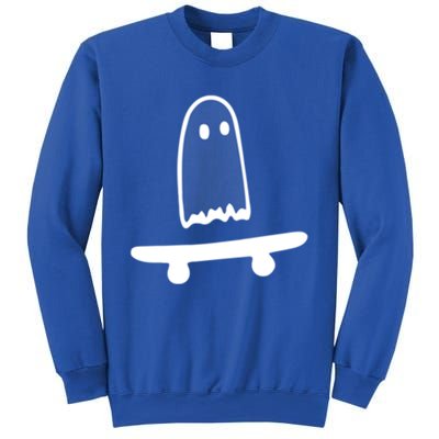 Ghost Skateboard Lazy Halloween Costume Funny Skateboarding Cute Gift Sweatshirt