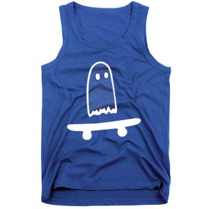 Ghost Skateboard Lazy Halloween Costume Funny Skateboarding Cute Gift Tank Top