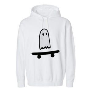 Ghost Skateboard Lazy Halloween Costume Funny Skateboarding Cute Gift Garment-Dyed Fleece Hoodie