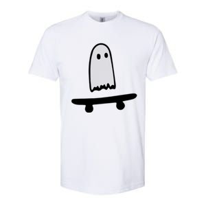 Ghost Skateboard Lazy Halloween Costume Funny Skateboarding Cute Gift Softstyle CVC T-Shirt