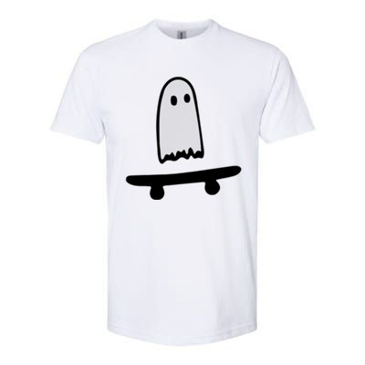 Ghost Skateboard Lazy Halloween Costume Funny Skateboarding Cute Gift Softstyle CVC T-Shirt