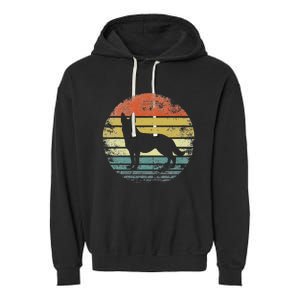 German Shepherd Lover Owner Gift Retro Sunset Dog Garment-Dyed Fleece Hoodie