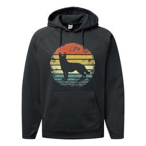 German Shepherd Lover Owner Gift Retro Sunset Dog Performance Fleece Hoodie