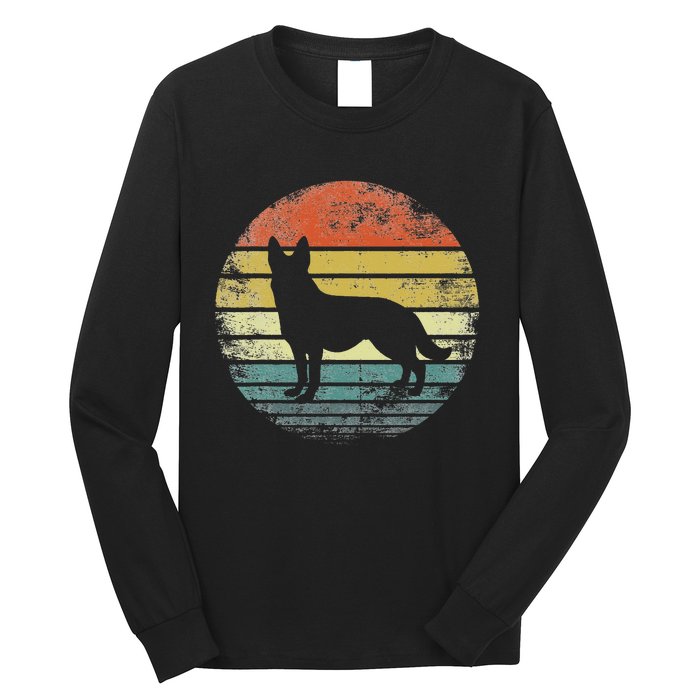 German Shepherd Lover Owner Gift Retro Sunset Dog Long Sleeve Shirt