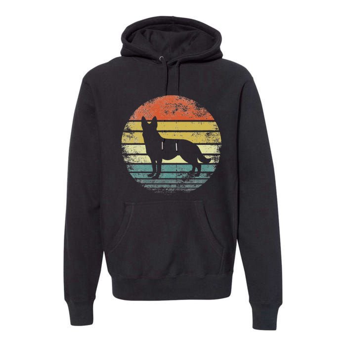 German Shepherd Lover Owner Gift Retro Sunset Dog Premium Hoodie