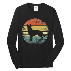 German Shepherd Lover Owner Gift Retro Sunset Dog Tall Long Sleeve T-Shirt