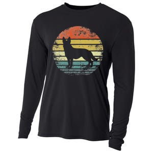 German Shepherd Lover Owner Gift Retro Sunset Dog Cooling Performance Long Sleeve Crew