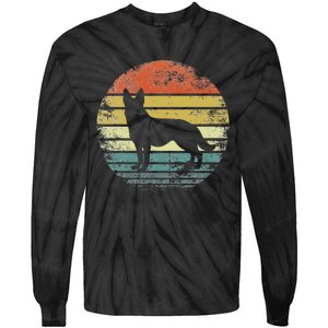 German Shepherd Lover Owner Gift Retro Sunset Dog Tie-Dye Long Sleeve Shirt