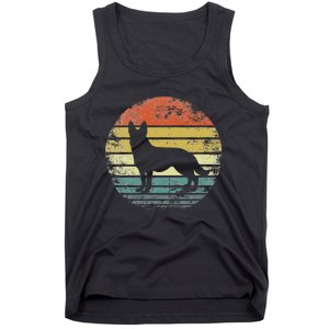 German Shepherd Lover Owner Gift Retro Sunset Dog Tank Top