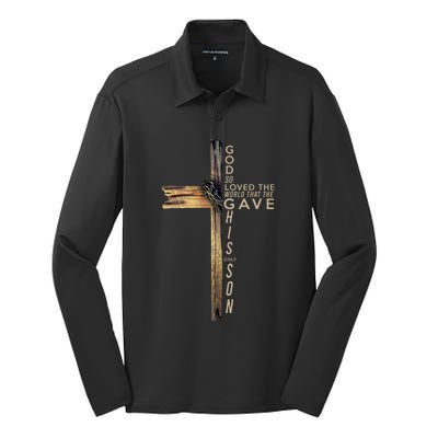 God So Loved The World That He Gave His Only Son Silk Touch Performance Long Sleeve Polo