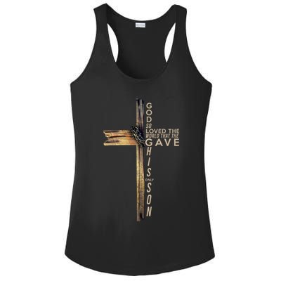 God So Loved The World That He Gave His Only Son Ladies PosiCharge Competitor Racerback Tank