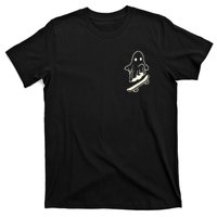 Ghost Skateboard Lazy Halloween Costume Funny Skateboarding T-Shirt