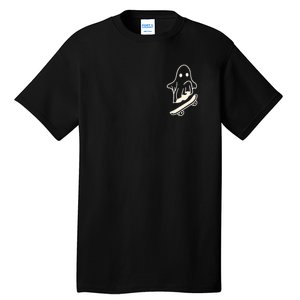 Ghost Skateboard Lazy Halloween Costume Funny Skateboarding Tall T-Shirt