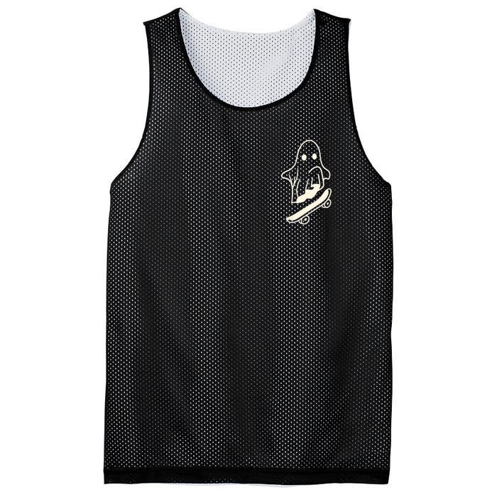 Ghost Skateboard Lazy Halloween Costume Funny Skateboarding Mesh Reversible Basketball Jersey Tank