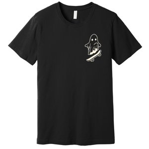 Ghost Skateboard Lazy Halloween Costume Funny Skateboarding Premium T-Shirt