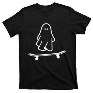 Ghost Skateboard Lazy Halloween Costume Funny Skateboarding T-Shirt