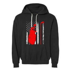 Golf Sports Lover American Flag Golf 4th Of July Garment-Dyed Fleece Hoodie