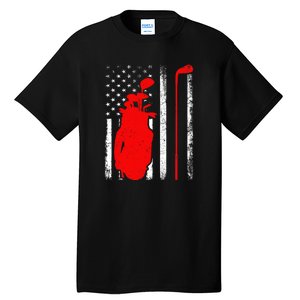 Golf Sports Lover American Flag Golf 4th Of July Tall T-Shirt