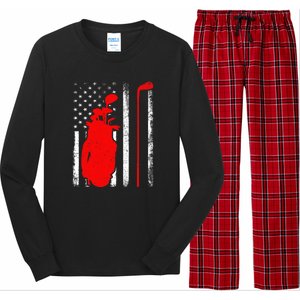 Golf Sports Lover American Flag Golf 4th Of July Long Sleeve Pajama Set