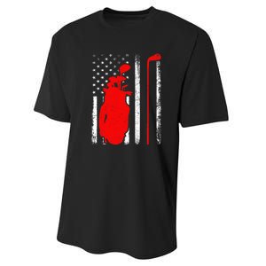 Golf Sports Lover American Flag Golf 4th Of July Performance Sprint T-Shirt