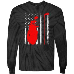 Golf Sports Lover American Flag Golf 4th Of July Tie-Dye Long Sleeve Shirt