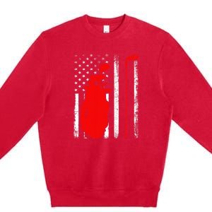 Golf Sports Lover American Flag Golf 4th Of July Premium Crewneck Sweatshirt