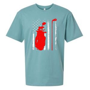 Golf Sports Lover American Flag Golf 4th Of July Sueded Cloud Jersey T-Shirt