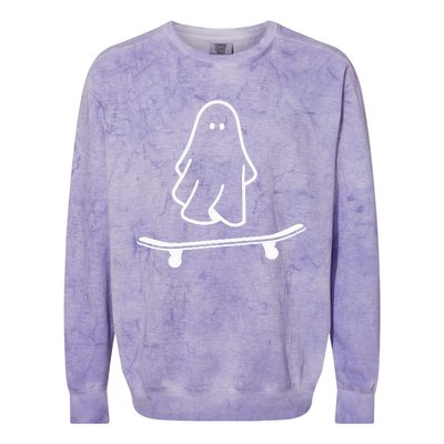 Ghost Skateboard Lazy Halloween Costume Funny Skateboarding Colorblast Crewneck Sweatshirt