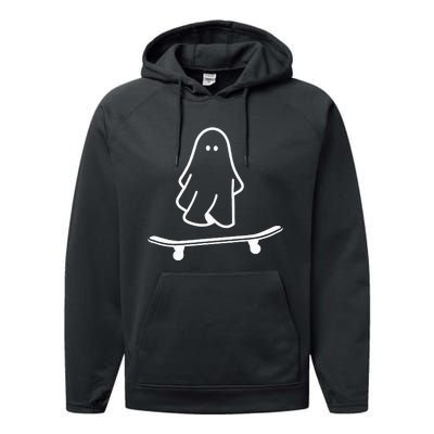 Ghost Skateboard Lazy Halloween Costume Funny Skateboarding Performance Fleece Hoodie