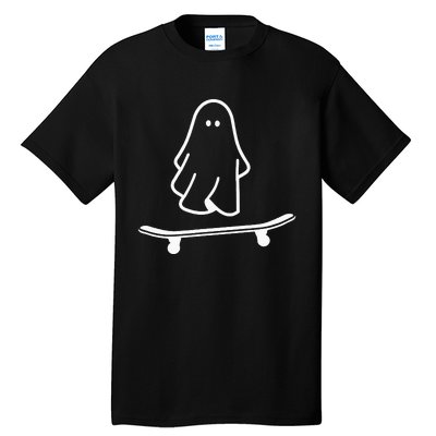 Ghost Skateboard Lazy Halloween Costume Funny Skateboarding Tall T-Shirt