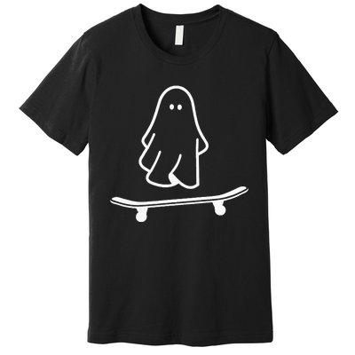 Ghost Skateboard Lazy Halloween Costume Funny Skateboarding Premium T-Shirt