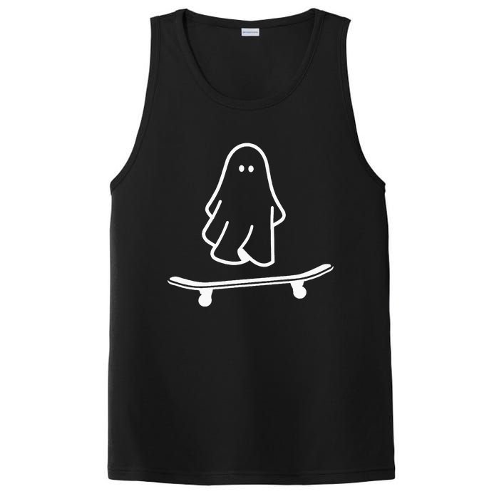 Ghost Skateboard Lazy Halloween Costume Funny Skateboarding PosiCharge Competitor Tank