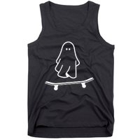 Ghost Skateboard Lazy Halloween Costume Funny Skateboarding Tank Top