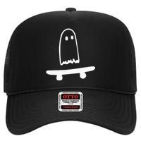 Ghost Skateboard Lazy Halloween Costume Funny Skateboarding High Crown Mesh Back Trucker Hat