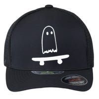 Ghost Skateboard Lazy Halloween Costume Funny Skateboarding Flexfit Unipanel Trucker Cap