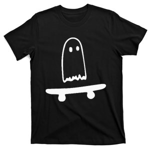 Ghost Skateboard Lazy Halloween Costume Funny Skateboarding T-Shirt