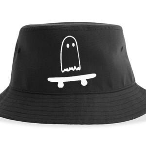 Ghost Skateboard Lazy Halloween Costume Funny Skateboarding Sustainable Bucket Hat